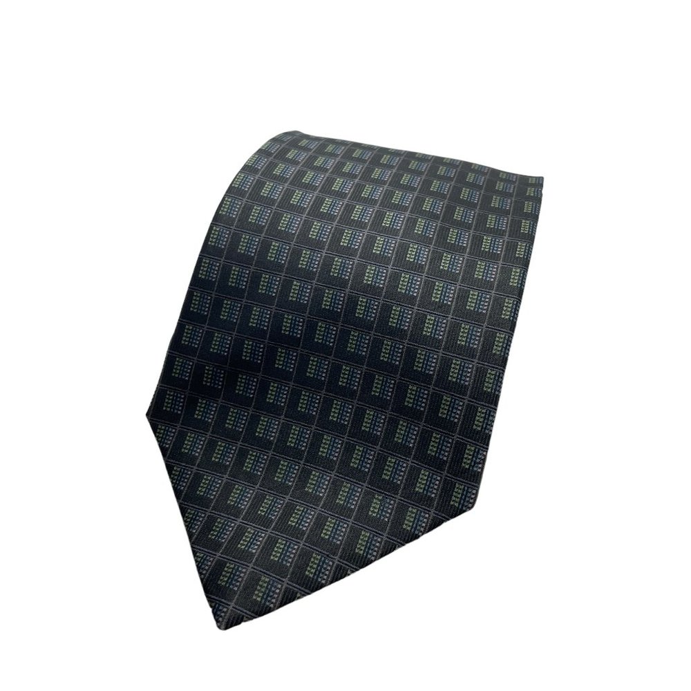DKYN Men's Black Geometric Classic Silk Necktie